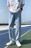 N18-P40主推男生夏天蓝色牛仔裤宽松直筒纯色裤子，男装牛仔裤，电商B327