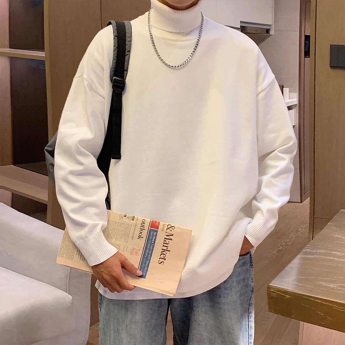 8色秋冬高领毛衣纯色百搭休闲打底衫毛线衣BKM16-特P35,男装T恤,电商B327