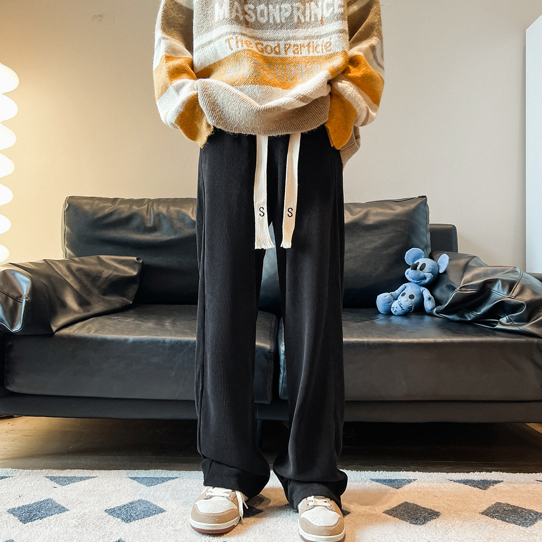 秋冬雪呢绒320克休闲裤百搭直筒拖地裤  放心推 k05-p55加绒p65