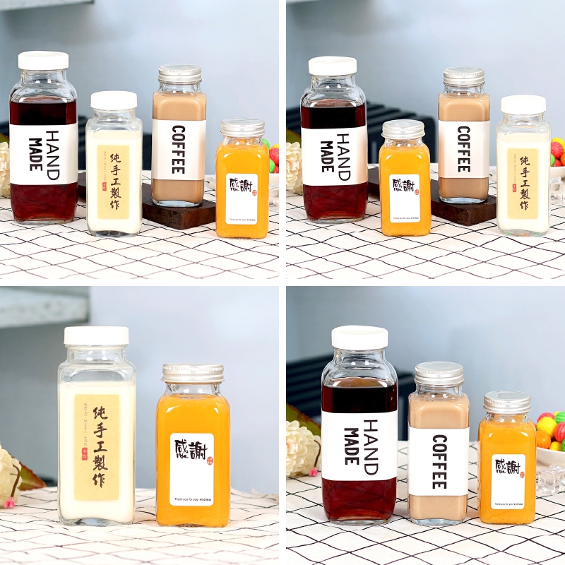 【10只】新款方形饮料瓶果汁鲜牛奶茶瓶酵素咖啡杯密封玻璃瓶带盖|ruв категории кухня/посуда, кухонный Гаджет/кухня хранения, тарного хранения/кухня хранения посуды, герметичный бак - от Buy2taobao.com для оказания профессиональной услуги покупки агента Taobao