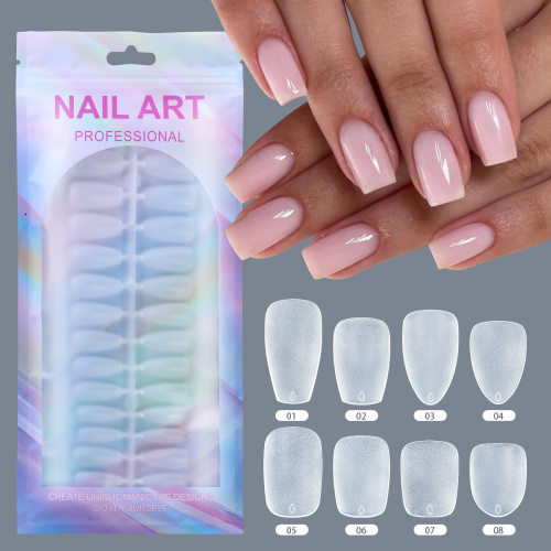 跨境新款欧美免刻模全磨砂甲片新款芭蕾甲片全透 nails贴片