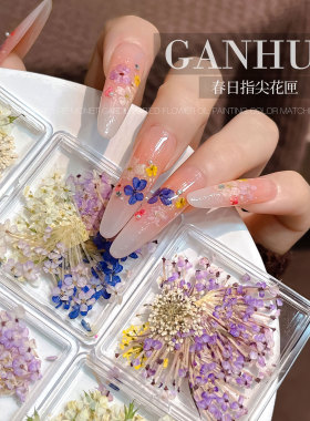 花美甲饰品清新多色干花混搭指甲装饰材料包批发干花美甲素材混装