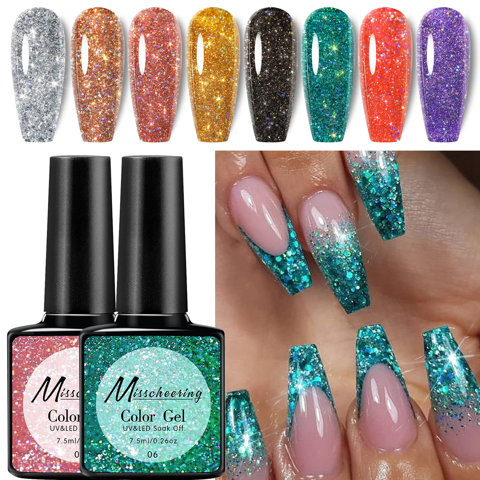 美甲爆闪银河之星亮片镭射甲油胶新款流行碎钻胶美甲店专用