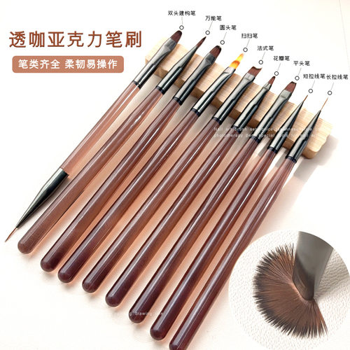 光疗美甲笔全套拉线笔双头建构彩绘笔雕花圆头扫扫笔平头笔刷