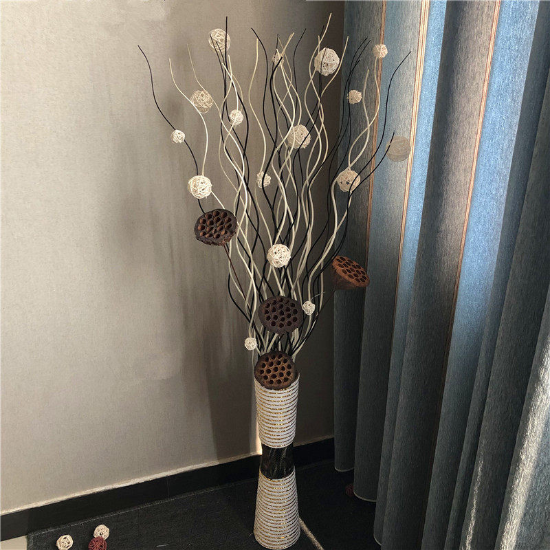 客厅干树枝装饰插花摆件创意高枝花束大型落地花简约居家摆设套装_虎窝淘