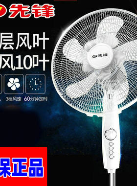 先锋电风扇落地扇机械摇头大风力家用双风叶立式商超正品联保大风