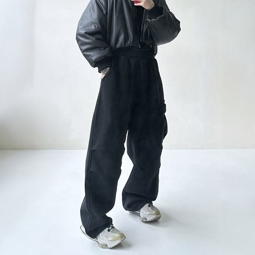 POPDADA25冬巴黎平替重磅加绒廓形宽松口袋休闲CARGO长裤阔腿卫裤