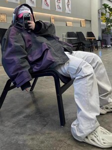 大杀四方GRAILZ高街机能轮廓拼接色魔术贴防风连帽夹克冲锋衣外套