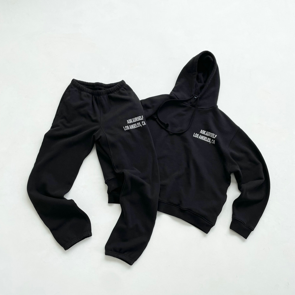 askyurself 2021秋冬高街基础立体发泡字母带帽连帽加绒ask卫衣