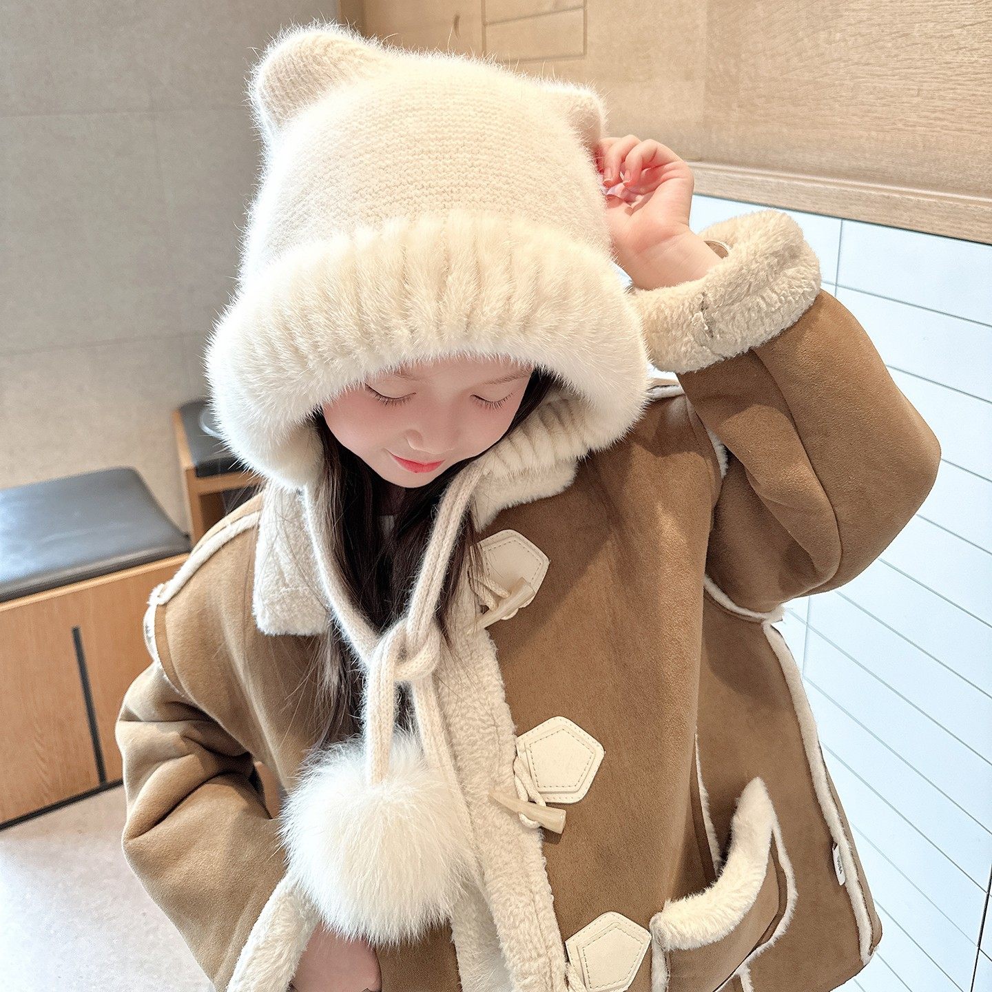 水貂毛毛线帽秋冬儿童款 可爱小熊针织帽保暖防寒护耳帽毛绒帽子,服饰配件/皮带/帽子/围巾,帽子,淘宝优惠券,粉丝福利购,淘宝优惠卷