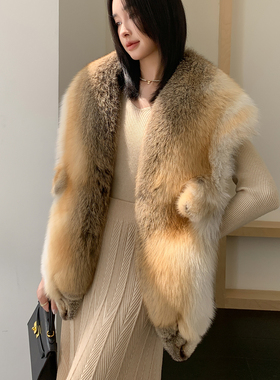 奢华气质整只狐狸毛披肩韩版秋冬女士皮草围巾真毛毛领子裘皮围脖