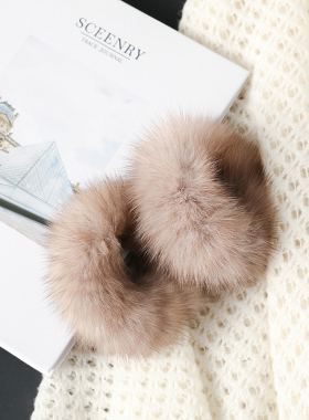 紫貂毛毛头绳女高级感发绳扎头发韩国新款高马尾紫貂发圈皮筋发饰