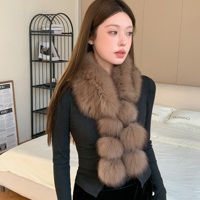 真毛球球毛狐狸毛围脖女冬季