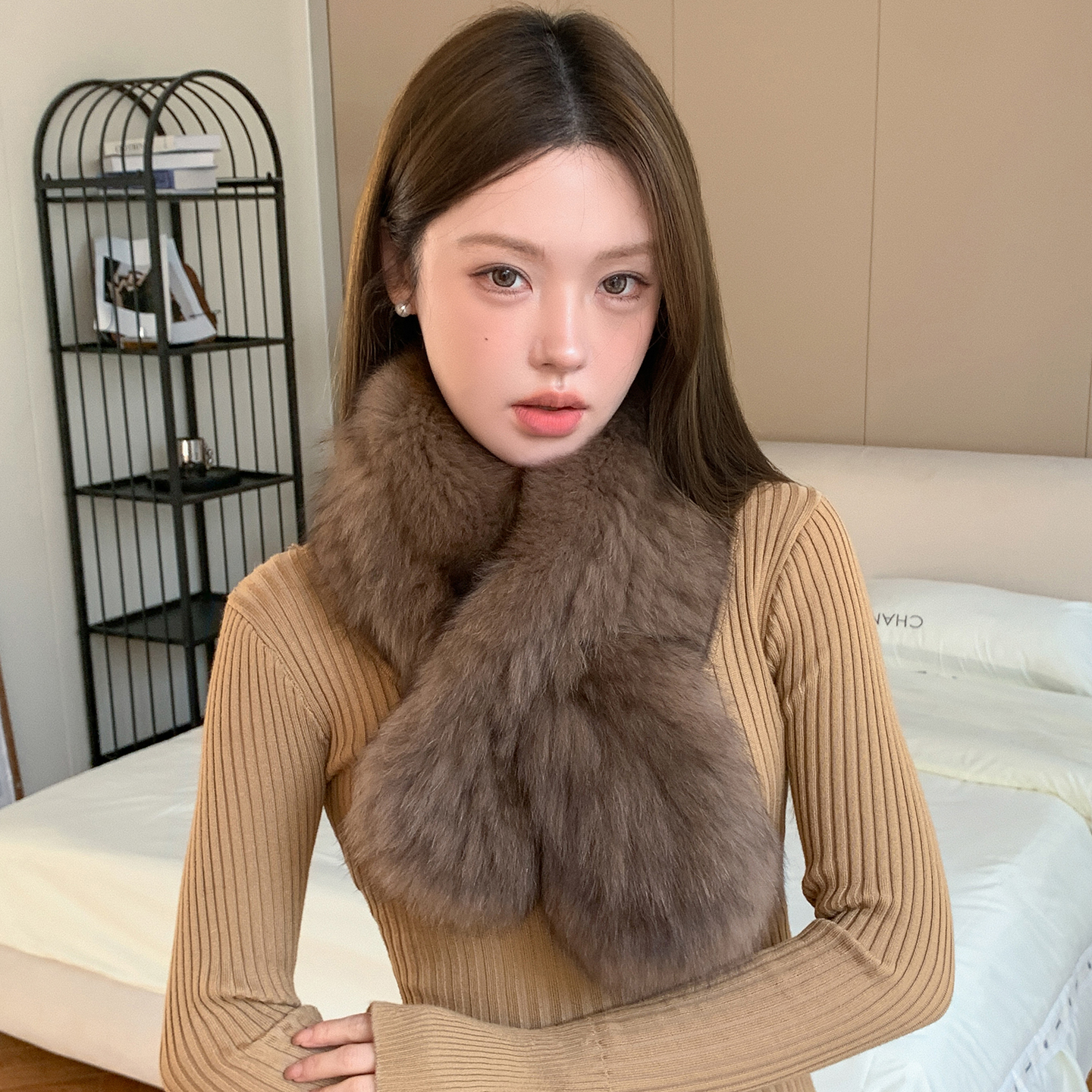 韩版气质网红新款双面编织围巾