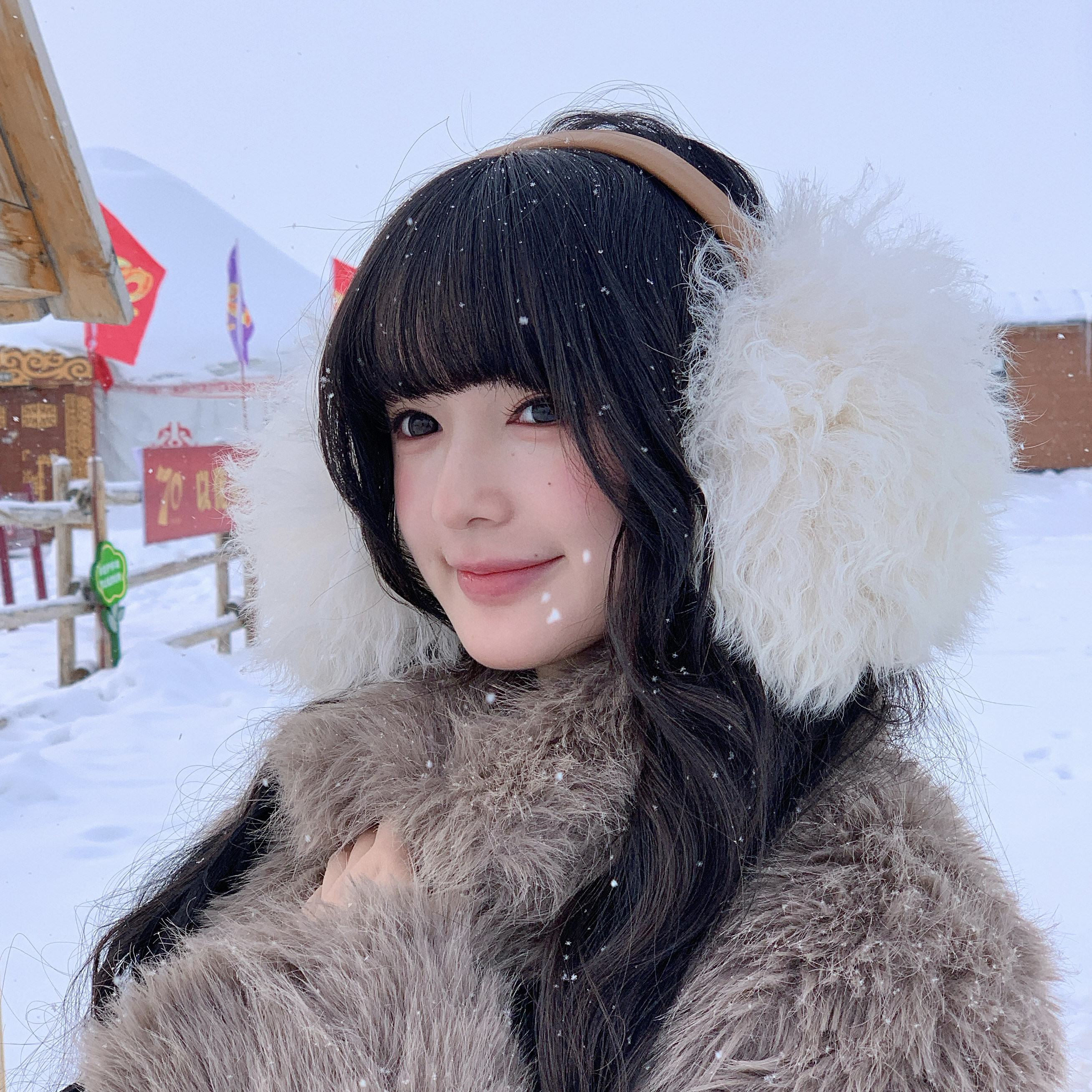 冬季护耳洋气百搭真毛羊毛耳罩保暖时尚潮流防冻御寒双面毛绒耳包