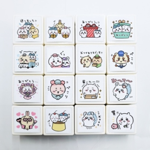 chiikawa感谢篇 吉伊小八飞鼠卡通 快递记录 光敏印章 手帐素材