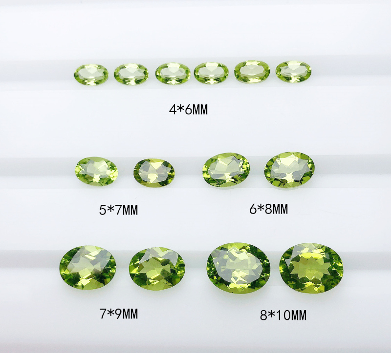 天然橄榄石裸石椭圆形3*5--8*10MM橄榄石戒面