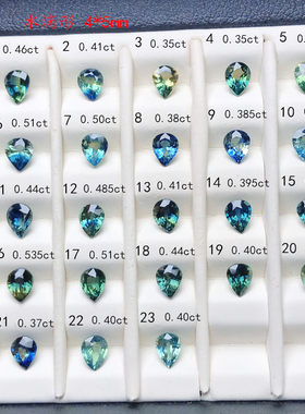 天然蓝宝石裸石水滴形4*5mm 蓝绿色彩色宝石2