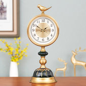 时钟 轻奢创意复古大号静音台式 欧式 座钟桌面台钟客厅钟表摆件美式