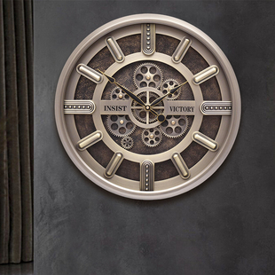 欧式 铁艺工业风金属齿轮挂钟客厅艺术动态饰钟表 复古创意时钟美式