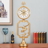 装 钟表摆件家用新中式 饰坐钟表 轻奢金属座钟客厅静音台钟台式 欧式