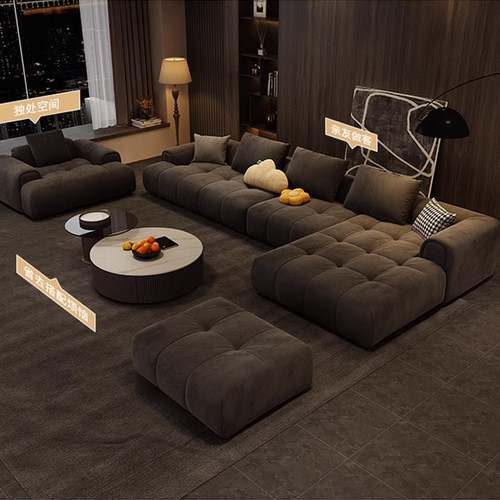 网红款云朵泡芙棉花糖大小户型客厅公寓布艺沙发意式极简现代轻奢 - 封面