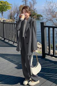 深灰色女士小西装女春秋2025新款韩版修身气质设计感高端西服图片