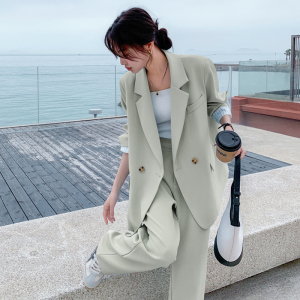 韩系西装外套女2024春新款高级感设计感宽松休闲西服阔腿裤图片