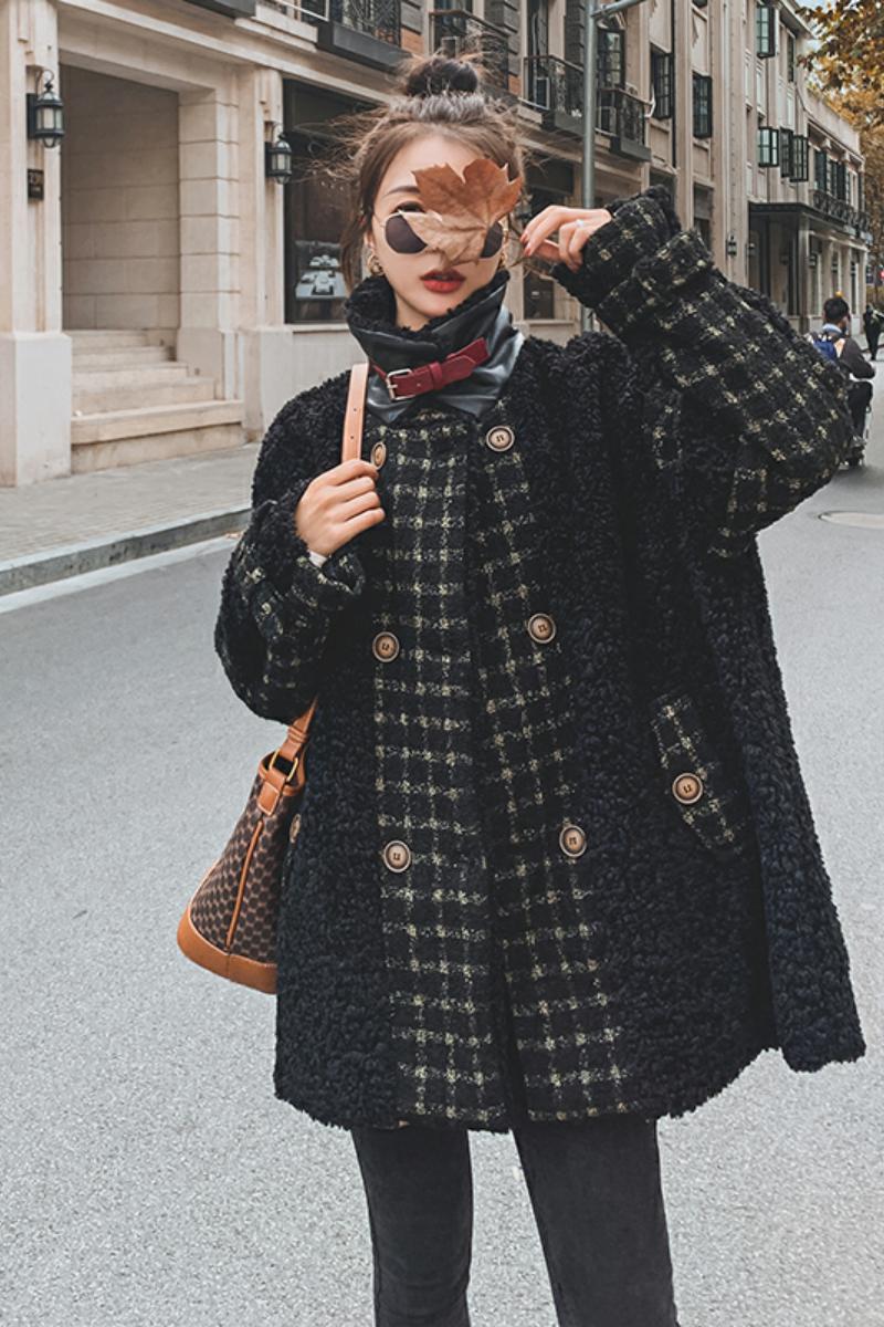 已出货226-K33-P1852022冬季新款羊羔毛拼接服控价268,女装棉衣/棉服,惟卡贝娜