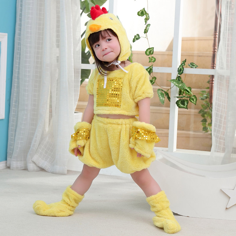 新款六一儿童小鸡演出服幼儿动物表演服秋季小鸡也疯狂舞蹈服男女