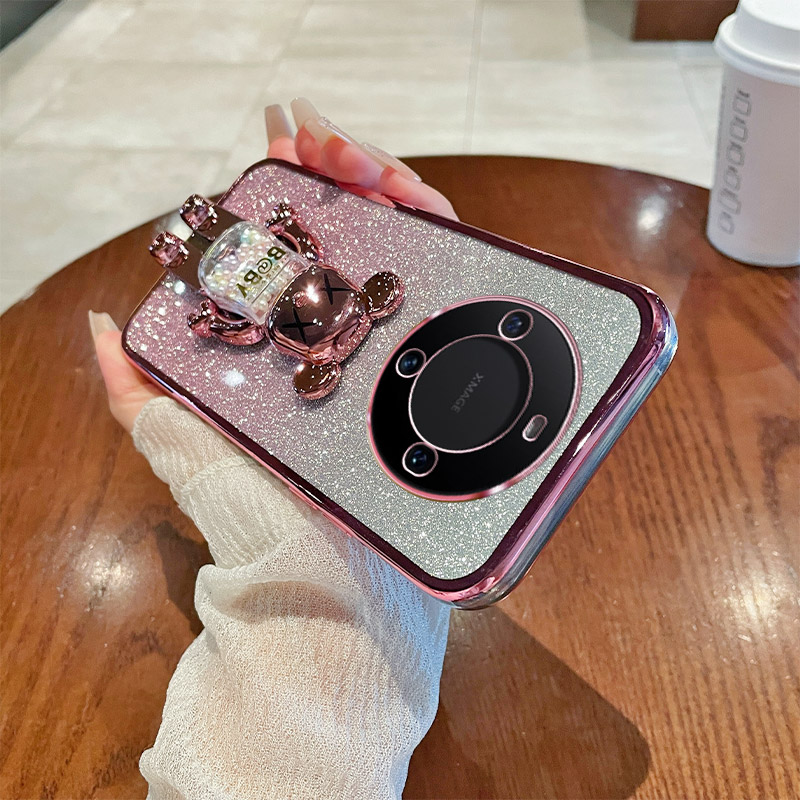 适用华为mate60透明带支架手机壳