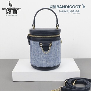 袋鼠女包圆筒包2026新款 单肩斜挎包水桶包手提包青春少女风 时尚
