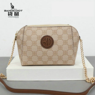 袋鼠女包商场同款 斜挎包双拉链手机小包包印花菱格逛街 2026新款