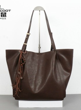 BANDICOOT袋鼠真皮女包流苏托特包女大容量通勤单肩包轻奢百搭潮