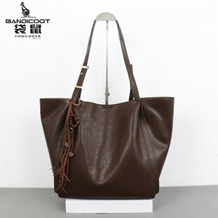 BANDICOOT袋鼠真皮女包流苏托特包女大容量通勤单肩包轻奢百搭潮