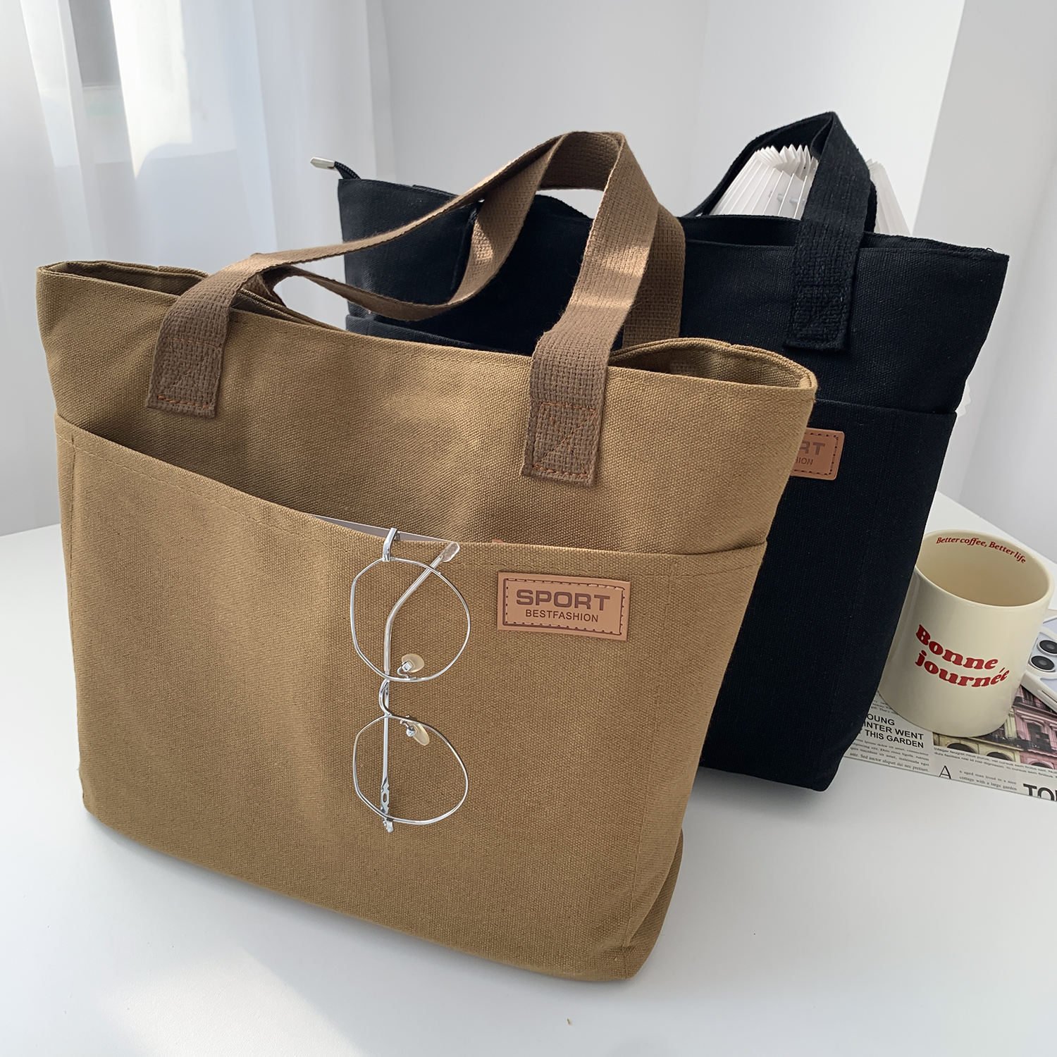 学生轻便单肩包手提补习帆布包袋