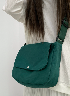 韩版森系邮差斜挎小方包简约文艺帆布单肩包时尚学生复古女式包袋