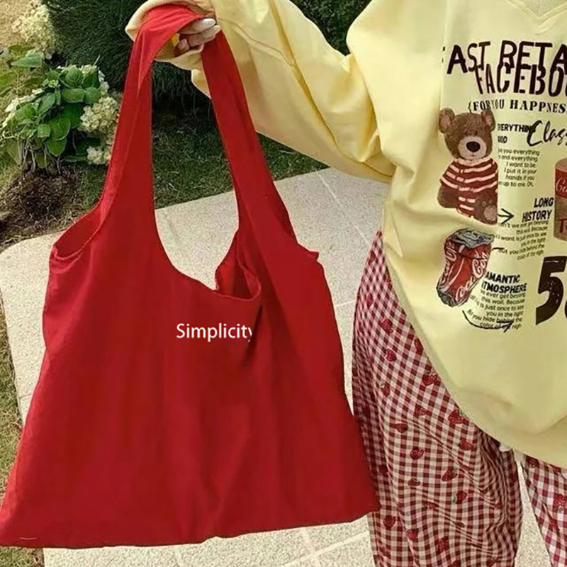 正红色韩系简约字母小众设计帆布包包女上课通勤百搭单肩托特包袋,箱包皮具/热销女包/男包,时尚帆布包,淘宝优惠券,粉丝福利购,淘宝优惠卷
