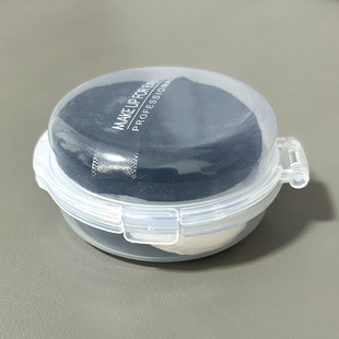 汉堡双层可拆卸带盖子气垫粉扑收纳盒子透明化妆师干净卫生塑料盒
