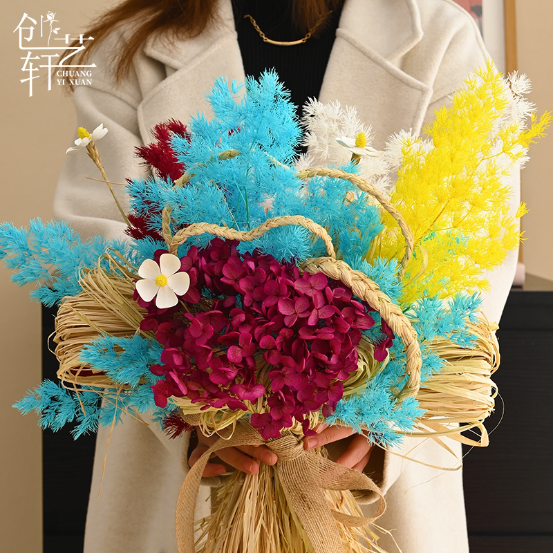 蓬莱松干花花束包装diy