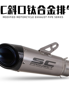 摩托车650GT502C ZX6R ninja400 Z900 RC390改装钛合金炸街排气管