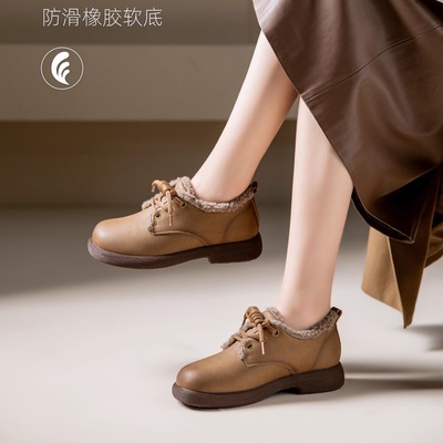 真皮妈妈运动休闲鞋女款春秋款