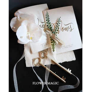 白色仙美森系小清新蝴蝶兰卡致辞卡宣誓卡结婚礼新郎新娘誓言卡