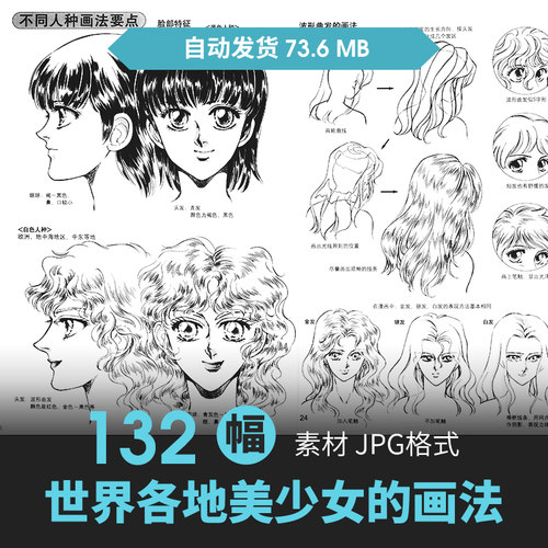 少女角色人体原插漫画姿态表情结构手绘素描线稿速写教程美术素材