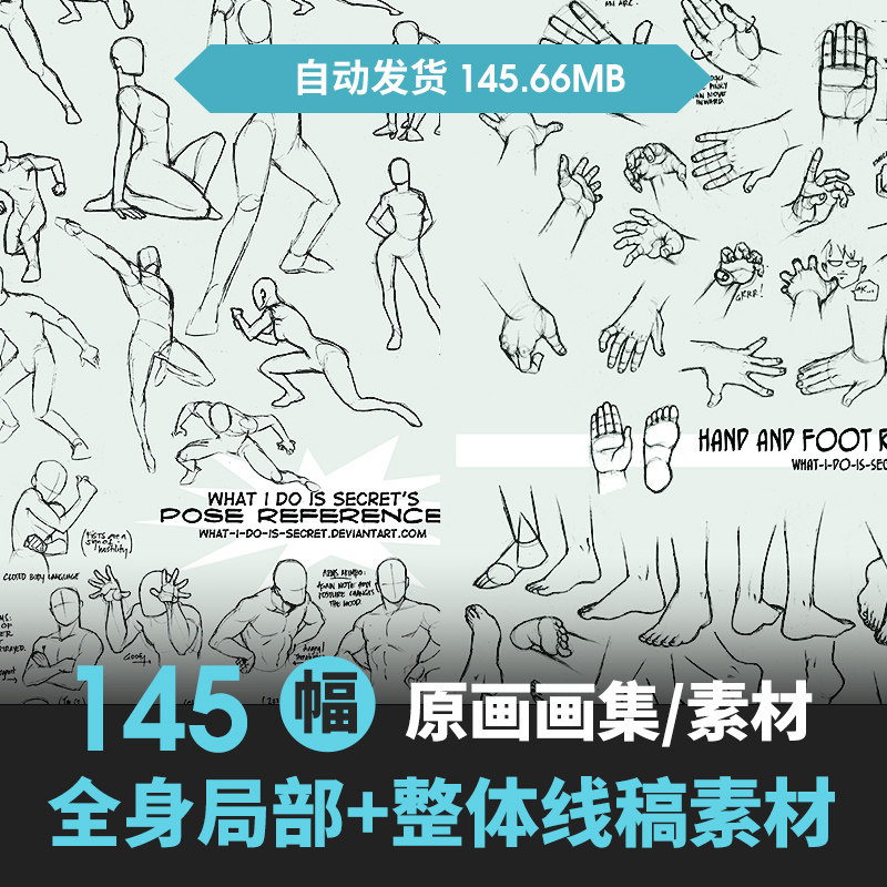 人体结构线稿五官身体动作动态肌肉骨骼透视漫画绘画临摹速写素材