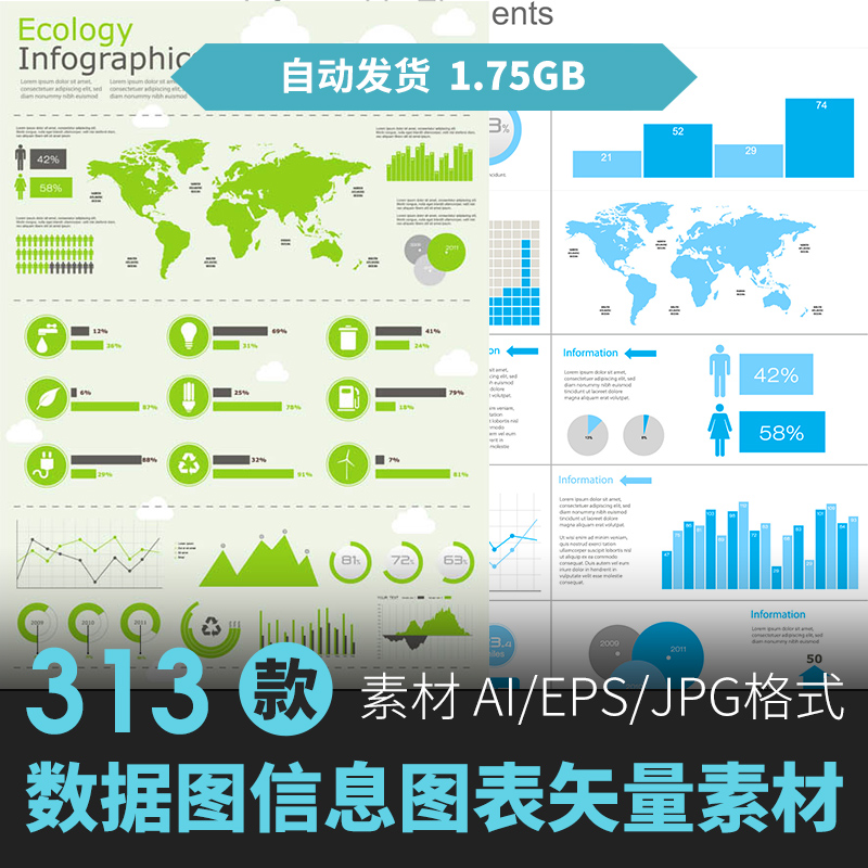 信息图表模板可视化数据创意分析图形排版icon海报AI矢量素材模版 商务/设计服务 设计素材/源文件 原图主图