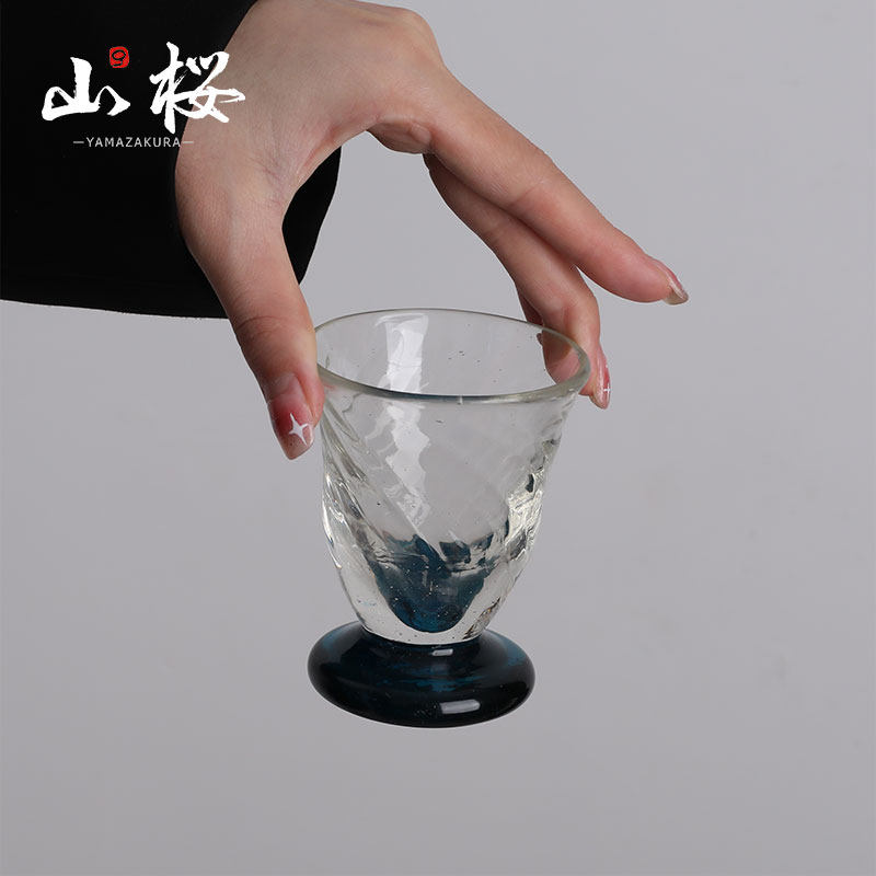 日本製 中古杯1960s玻璃杯 小酒樽纯手作职人作品vintage清酒杯子