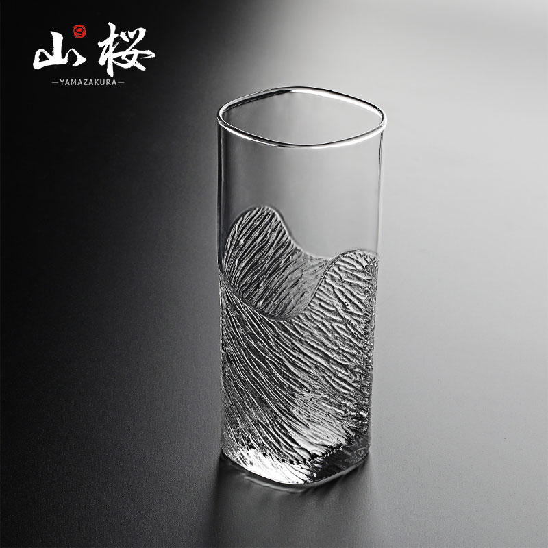 山桜中古水晶玻璃绿茶杯禅意日式