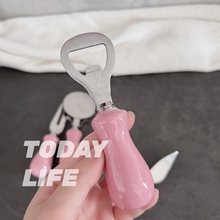 湖蓝色粉色陶瓷不锈钢短柄起子啤酒可乐饮料开瓶器