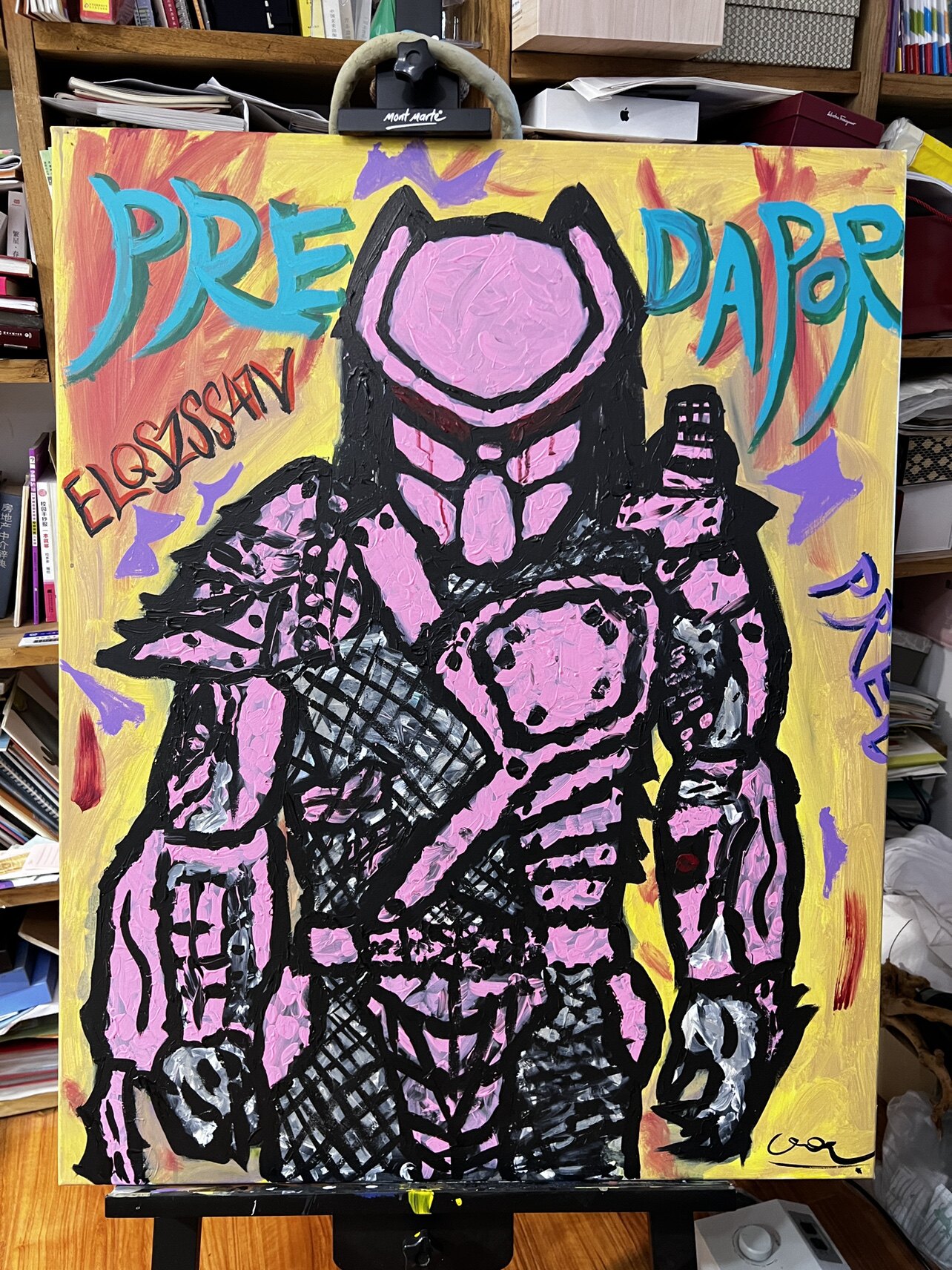 即兴创作复古朋克摇滚风纯手绘战士抽象画装饰画